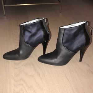 Kenneth Cole Leather & Satin Heeled Booties.